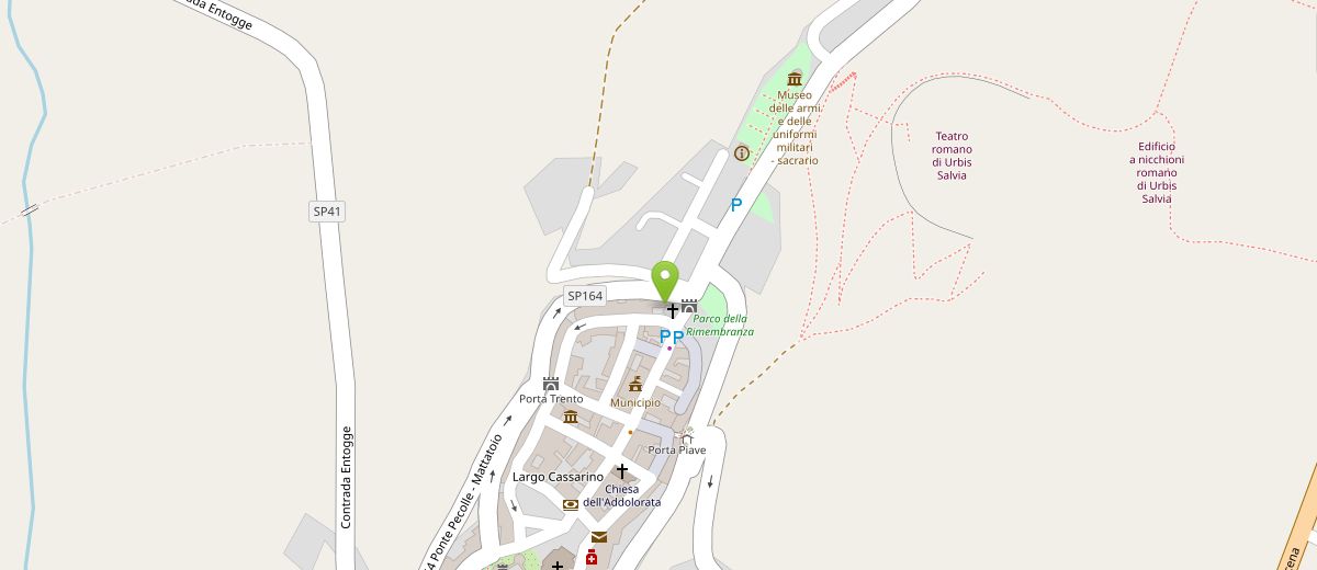 Mappa del centro storico di Urbisaglia con la posizione del Centro Medico Apollonia vicino a Porta Vittoria